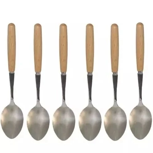 قاشق چای خوری استیل دسته بامبو 6عددی (پس کرایه)